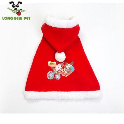 New Cute Christmas Dog Cloak Apparel  With Print And Cap For Small Dog Clothes Keep Warm