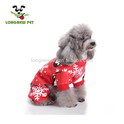 Cute Christmas Winter Dog Clothes Penguin Santa Pattern Dog Pajamas Pet Coat With Four Legs