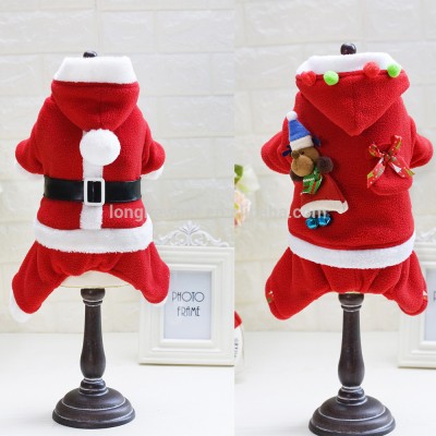 High Quality Winter Dog Coat Red Christmas Costume Santa Claus Clothes Pet Christmas Outfits