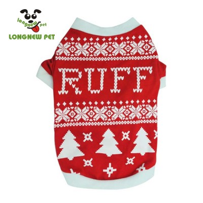 Ruff Christmas Tree Print Red Puppy Christmas Shirts For Pet Dog