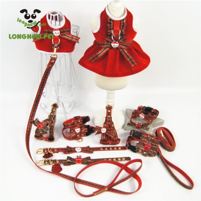 Holiday Pet Clothes And Pet Harness Funny Dog Christmas Outfits With Bowknot