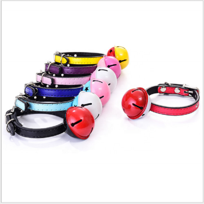 Luxury Dog Leather Collar 2 Colors Cat Collar With Bells Christmas Gifts Carton Bell For Pets